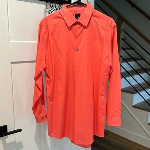 J. Ferrar slim fit dress shirt. Men’s L 16-16 1/2 32/33 coral button up.